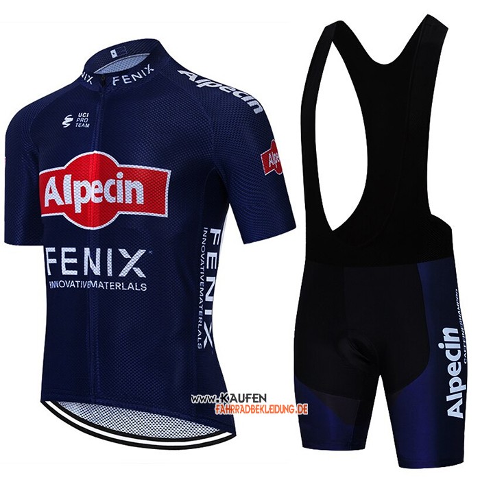 Alpecin Fenix Kurzarmtrikot 2021 und Kurze Tragerhose TiEF Blau